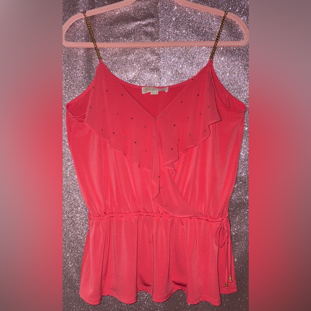 Michael Kors Orange Ruffled Embellished Blouse